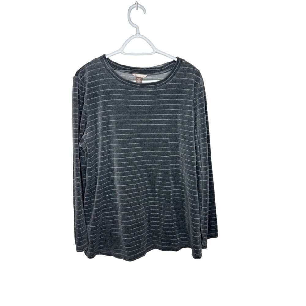 White Stag Metallic Striped Soft Long Sleeve Top Gray XXL